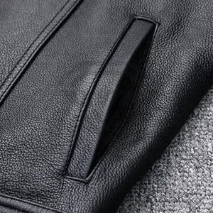 Gilet de motard en cuir véritable pour homme, gilet de moto personnalisé en cuir de vachette véritable, veste en cuir sans manches à fermeture éclair et boutons, vente en gros - Product Image 3
