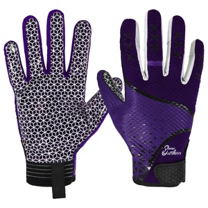 Guantes de fútbol americano unisex en blanco y negro – Cuero de primera calidad con diseño antideslizante de silicona - Product Image 5