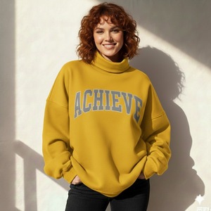 High Quality Women Winter Long Oversized Fleece Pullover Crew Neck Customizable Front Logo Badge Eco Friendly Anti-Wrinkle - Product Image 3