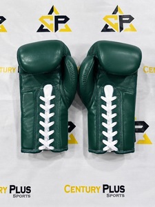 Gants de boxe en cuir vert FLY, à lacets, pour adultes, avec protection respirante des poignets - Product Image 4
