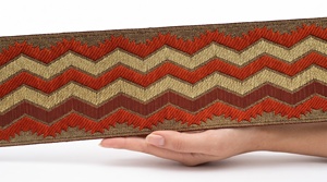 Decorative Woven <b>Ribbon</b> Embroidered Trim Tape Zigzag Pattern Textile Roll for Garment Home Decor - Product Image 4