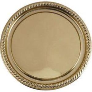 Assiette de présentation en laiton doré, bordure perlée, forme ronde, pour décoration de table de mariage, présentation alimentaire, assiette de luxe - Product Image 1