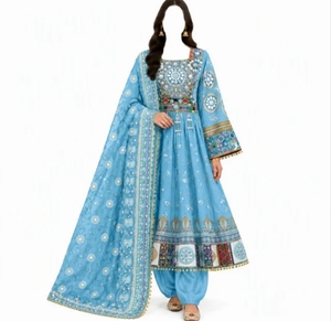Servicio OEM: Vestidos Afganos Vintage de Cachemira de Alta Calidad para Mujer, con Encaje, Cintura Natural, Largura hasta la Rodilla, MOQ Bajo de 20 Conjuntos - Product Image 4