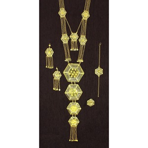 Collier avec boucles d'oreilles Parure de bijoux en laiton pur plaqué or Parure de bijoux collier design haute qualité pour les Émirats arabes unis - Product Image 6