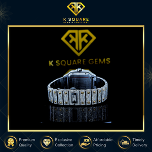 Nouveauté, montre automatique de haute qualité, mouvement à quartz, résistante à l'eau, acier inoxydable VVS, verre saphir carré, diamant moissanite - Product Image 5