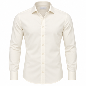 เสื้อเชิ้ตแขนยาวทรงเข้ารูป สวมใส่สบาย สีพื้น สำหรับชุดทำงานผู้ชาย - Product Image 5