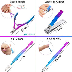 16 in 1 Professional Stainless Steel Portable Manicure <b>Pedicure</b> Kit Nail Clippers Scissors <b>Tools</b> Set Gradient Purple Blue Color - Product Image 3
