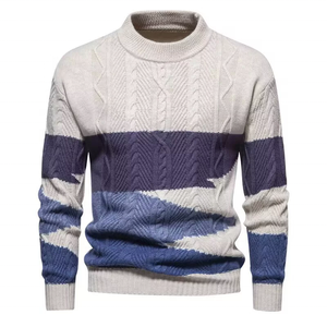Men's Knitted <b>Pullover</b> <b>Sweater</b> Striped Cable Knit Winter Thick Acrylic Full Sleeve Crew Neck 2026 - Product Image 6