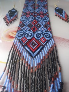 UNIQUE Ukrainian Gerdan Necklace |Chunky|Ethnic |Tribal |<b>Bead</b> Necklace |Unique |African Woman Necklace with earring,for gifted - Product Image 4