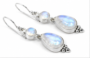 Pendientes Colgantes de Plata de Ley 925 con Piedra Lunar Arcoíris, Pendientes de Gota con Piedra Lunar en Forma de Pera, Regalo para Ella - Product Image 2