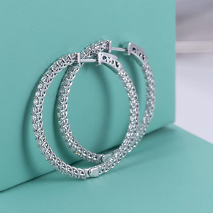 Pendientes Clásicos Chapados en Oro Blanco con Diamantes Cultivados en Laboratorio con Corte Brillante, Certificados por IGI, Joyería para Mujer para Bodas y Fiestas - Product Image 4