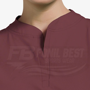 Women <b>Maroon</b> Knitted Scrub <b>Top</b> With V-Neck Design For Medical Staff Hospital Uniforms - Product Image 4