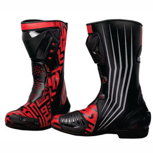 Botas de moto rojas y negras de microfibra con cremallera lateral, a media pantorrilla, puntera antideslizante, transpirables, ligeras y resistentes a la abrasión. - Product Image 2