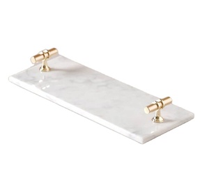 Plateau de service en marbre blanc pour la cuisine à domicile et la table Plateau décoratif fait à la main Meilleur plateau en marbre de finition pour dessus de table décoratif - Product Image 1