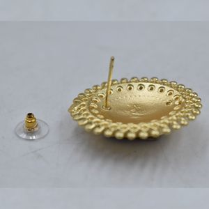 partywear latest fashion Trending handmade golden matte finishing brass <b>stud</b> hoop earing for <b>girls</b> and women - Product Image 5