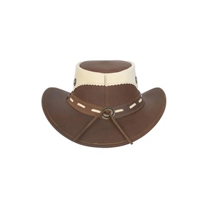 Sombrero Fedora Vaquero Clásico Personalizado 100% Cuero con Ala Ancha y Banda de Cuero, Diseño Occidental para Uso en Exteriores, Unisex, Cuatro Estaciones - Product Image 2
