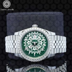 Montre de luxe pour homme Charm Jewells en acier inoxydable, cadran de 30 mm, mouvement mécanique analogique, lunette sertie de diamants, résistance à l'eau 10 bars - Product Image 4