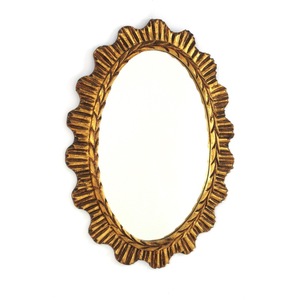 High Standard Quality Oval Brass <b>Wall</b> Mirror With <b>Leaf</b> Pattern Traditional <b>Decorative</b> Frame - Product Image 5