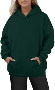 Sudadera con Capucha Extra Grande para Mujer, Color Verde Sólido, 100% Algodón, Tejido de Punto, con Bolsillos, Transpirable, para Otoño - Product Image 2