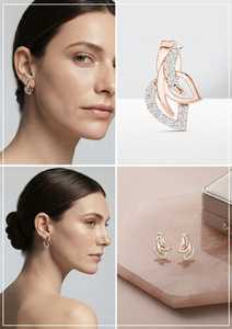 Pendientes de diamantes con hojas de oro rosa para mujer, joyería elegante, regalo - Product Image 2