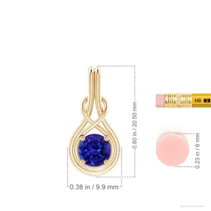 Colgante de Tanzanita Auténtica de 5mm con Nudo Infinito en Oro Sólido de 14k, Engastado con Puntas, Joyería Fina, Piedra de Nacimiento de Diciembre, Gema Azul - Product Image 2