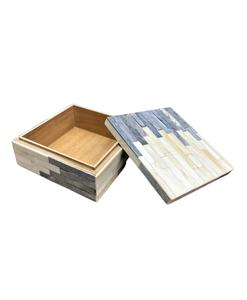Boîte de rangement décorative pour la maison, décoration de table, boîte de rangement carrée en bois avec couvercle, design minimaliste pour le salon, boîte décorative - Product Image 1