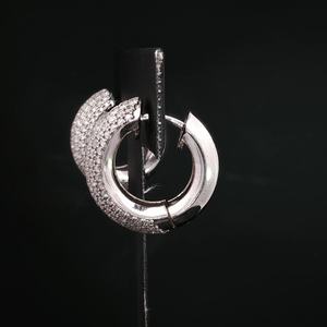 Moissanite Round Cut Diamond Wide <b>Huggie</b> Earrings With 925 <b>Silver</b> Fine Romantic Jewelry for Women's Engagement Gift - Product Image 5