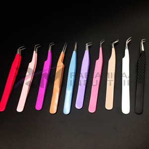 Pinzas Profesionales para Extensión de Pestañas, Color Morado Claro, con Punta de Diamante Antimagnética, Punta Plateada, Acero Inoxidable Japonés - Product Image 5