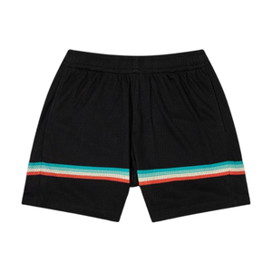 กางเกงบาสเก็ตบอลตาข่ายคุณภาพสูง เป็นมิตรกับสิ่งแวดล้อม แบบลำลอง ความยาวระดับเข่า สั่งทำโลโก้ได้ ปักลายสไตล์เรโทรสำหรับผู้ชาย - Product Image 2