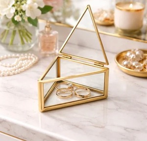 Glass Jewelry <b>Box</b> with Black Frame Rectangular <b>Trinket</b> Organizer for Rings Earrings Necklace Storage Display Case - Product Image 6