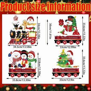 Cartelli da 4 pacchi per il cortile di Natale in plastica per il treno di Natale con i pali degli alberi del pupazzo di neve recinzione per il giardino per la decorazione natalizia - Product Image 3
