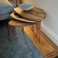 Handmade Set of <b>3</b> Walnut <b>Nesting</b> Coffee <b>Tables</b> Mid-Century Modern Side <b>Tables</b> for Living Room - Product Image 2