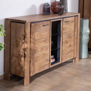 Aparador Vandana Crystal Edge de 150 cm en madera de acacia con 2 puertas y estantes de vidrio Fantaisie - Product Image 2