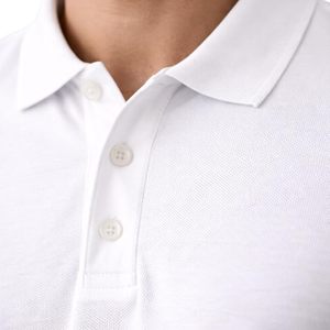เสื้อเชิ้ตผู้ชายผ้าถักดีไซน์กระดุม แห้งเร็ว แขนสั้น ผ้าฝ้าย 100% ปิเก้ ระบายอากาศดี สีพื้น ทรงปกติ - Product Image 4