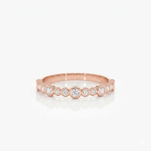 Bague en diamant de laboratoire sertie clos, style éternité, en or véritable 14 carats, pour mariage, délicate et empilable, cadeau d'anniversaire pour elle - Product Image 1