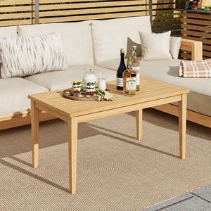 Table basse d'extérieur en teck de 20 pouces x 35,5 pouces avec plateau à lattes pour balcons - Product Image 2