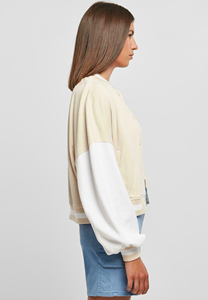 Nouvelle veste bomber universitaire d'hiver pour femme 2026, blanche, avec design réversible coupe-vent, doublure en coton, extérieur en laine/viscose - Product Image 3