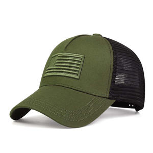 Casquette Trucker Noire Tactique en Maille avec Visière Courbe, Patch Brodé Drapeau Américain, Logo Personnalisé, Snapback – Vente en Gros USA UK UE B2B - Product Image 3