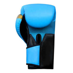 Gants de boxe bleus en polyester avec maille respirante, antidérapants, poignet réglable et fermeture pour l'entraînement des adultes - Product Image 3