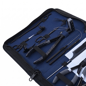 Kit d'outils professionnels pour extensions capillaires avec pinces de pose et de retrait de micro-anneaux, outil de sertissage pour extensions adhésives, ciseaux de coupe et peigne - Product Image 5