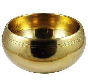 Bol chantant tibétain artisanal en laiton avec coussin rouge et baguette en bois pour la méditation, le yoga, la sonothérapie et la décoration spirituelle - Product Image 1