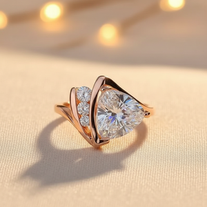 แหวนค็อกเทลเพชรซิคอนทรงทริลเลียนคัทหรูหรา ขอบครึ่งวง ตัวเรือนเงินแท้ 925 ของขวัญสำหรับคนรักในโอกาสหมั้น แต่งงาน หรือวันครบรอบ - Product Image 5