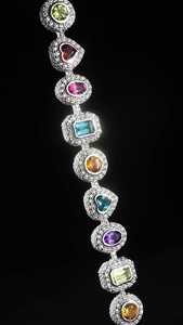 Custom Rainbow <b>Gemstone</b> Tennis <b>Bracelet</b> Multi Shape VVS Moissanite Halo 925 Sterling Silver Hip Hop Luxury Colorful Link Jewelry - Product Image 2