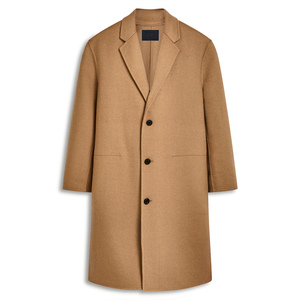 Manteau long en laine pour homme, col en V, double face, manteau d'hiver respirant en tissu tricoté, veste décontractée - Product Image 1