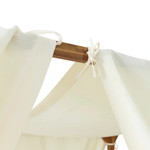 Lit de repos d'extérieur en bois de teck avec rideaux, mobilier de jardin, de patio et de resort - Product Image 6