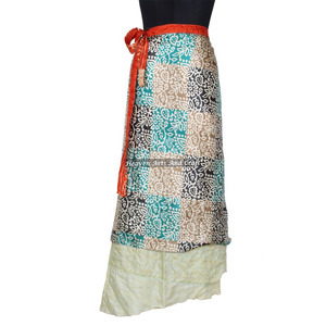 Beach Party Wears Silk <b>Wrap</b> <b>Skirt</b> 2 Layer Reversible Magic Silk Saris <b>Wrap</b> Long <b>Skirt</b> Sarong <b>Wrap</b> Girl's Recycled Silk Sari - Product Image 2