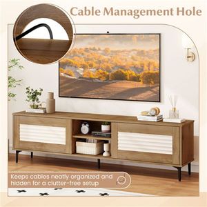 Mobile TV da 63 pollici con ripiani aperti e 5 gambe in metallo, gestione cavi, elegante supporto TV - Product Image 4