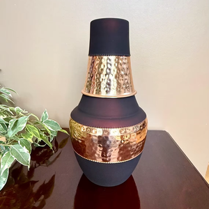 Botella de Agua de Cobre Hecha a Mano con Tapa, Diseño Floral Bohemio, Juego de Bebidas Portátil para Viaje - Product Image 5