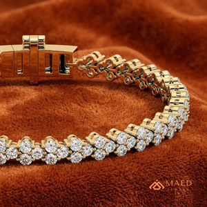 กำไลข้อมือทองคำประดับมอสซาไนต์สำหรับผู้หญิง สร้อยข้อมือแบบโซ่และแบบลิงค์ เครื่องประดับแฟชั่น กำไลเทนนิสสุดหรู ของขวัญสำหรับเจ้าสาว - Product Image 2