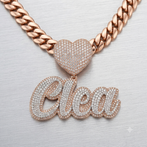 Unisex Hip Hop <b>Custom</b> Initial <b>Name</b> <b>Necklace</b> Iced 925 Silver Rhodium Plated Romantic Heart Clasp Moissanite Diamond Pendant Charm - Product Image 5